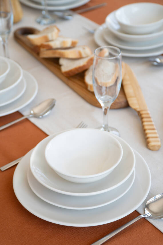 Hayal 24 Parça 6 Kişilik Kırık Beyaz Porselen Yemek Takımı - 3