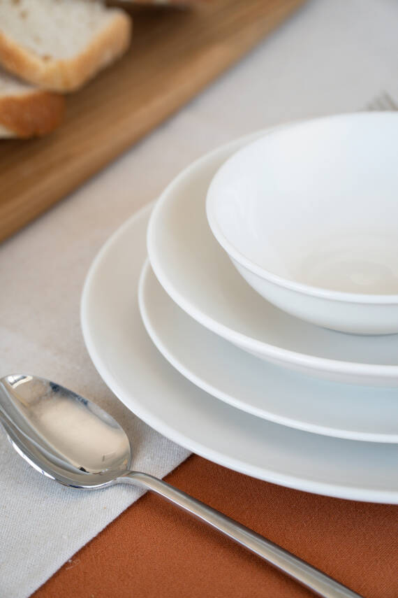 Hayal 24 Parça 6 Kişilik Kırık Beyaz Porselen Yemek Takımı - 4