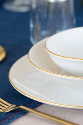 Hayal Altın Yaldız 18 Parça 6 Kişilik Porselen Yemek Takımı Kırık Beyaz - 4