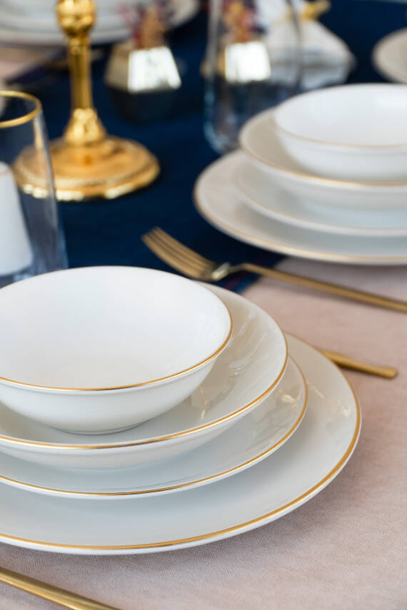 Hayal Altın Yaldız 24 Parça 6 Kişilik Porselen Yemek Takımı Kırık Beyaz - 5