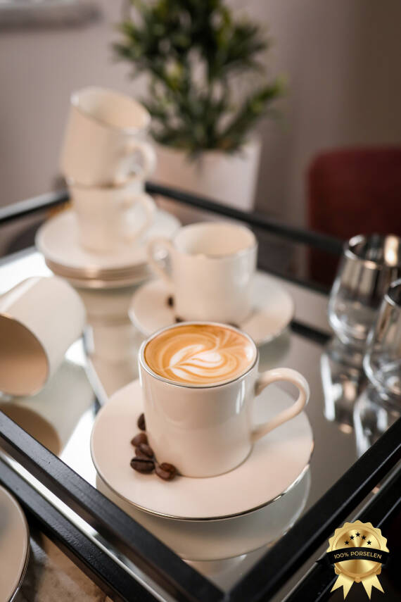 Hayal Platin Yaldız 12 Parça 6 Kişilik Porselen Kahve Fincan Takımı - 3