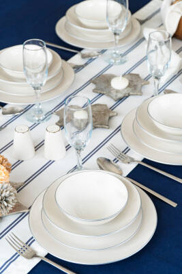 Hayal Platin Yaldız 24 Parça 6 Kişilik Porselen Yemek Takımı Kırık Beyaz - 2