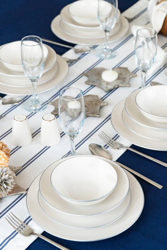 Hayal Platin Yaldız 24 Parça 6 Kişilik Porselen Yemek Takımı Kırık Beyaz - 2