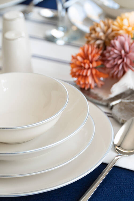 Hayal Platin Yaldız 24 Parça 6 Kişilik Porselen Yemek Takımı Kırık Beyaz - 4