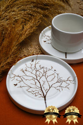 Hayat Ağacı 4 Parça 2 Kişilik Porselen Çay Fincan Takımı - 3