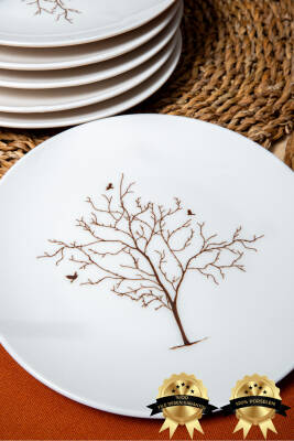 Hayat Ağacı 6lı Porselen Pasta Tabağı Seti