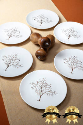 Hayat Ağacı 6lı Porselen Pasta Tabağı Seti - 3