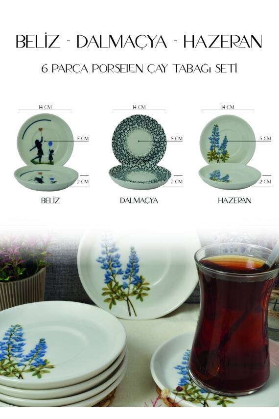 Hazeran 6lı Porselen Çay Tabağı Seti - 5