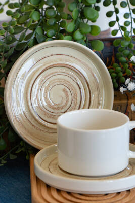 Jüpiter 4 Parça 2 Kişilik Porselen Büyük Çay Fincan Takımı