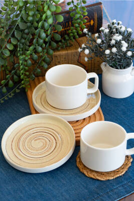 Jüpiter 4 Parça 2 Kişilik Porselen Büyük Çay Fincan Takımı - 3