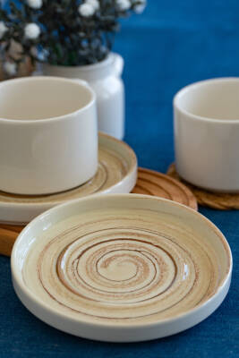 Jüpiter 4 Parça 2 Kişilik Porselen Büyük Çay Fincan Takımı - 4