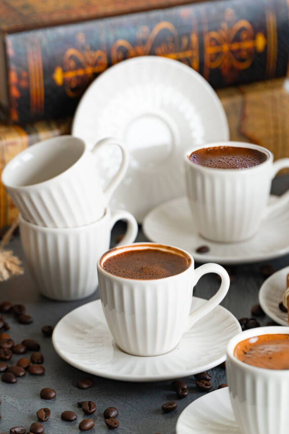 Karizma 12 Parça 6 Kişilik Porselen Kahve Fincan Takımı - 2