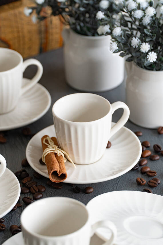 Karizma 12 Parça 6 Kişilik Porselen Kahve Fincan Takımı - 3