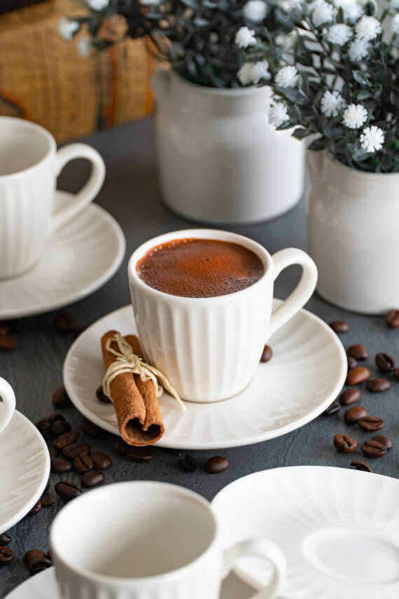 Karizma 12 Parça 6 Kişilik Porselen Kahve Fincan Takımı - 4