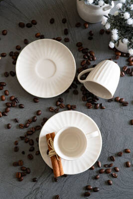 Karizma 4 Parça 2 Kişilik Porselen Kahve Fincan Takımı - 5