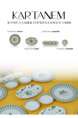 Kartanem 16 Parça 6 Kişilik Porselen Kahvaltı Takımı - 5
