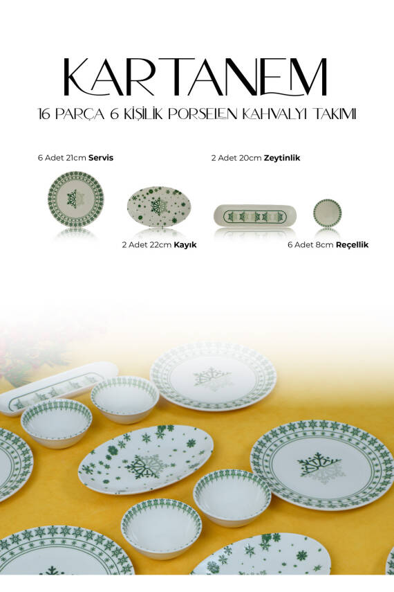 Kartanem 16 Parça 6 Kişilik Porselen Kahvaltı Takımı - 5
