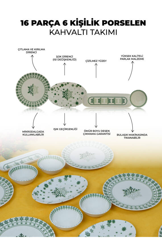 Kartanem 16 Parça 6 Kişilik Porselen Kahvaltı Takımı - 6