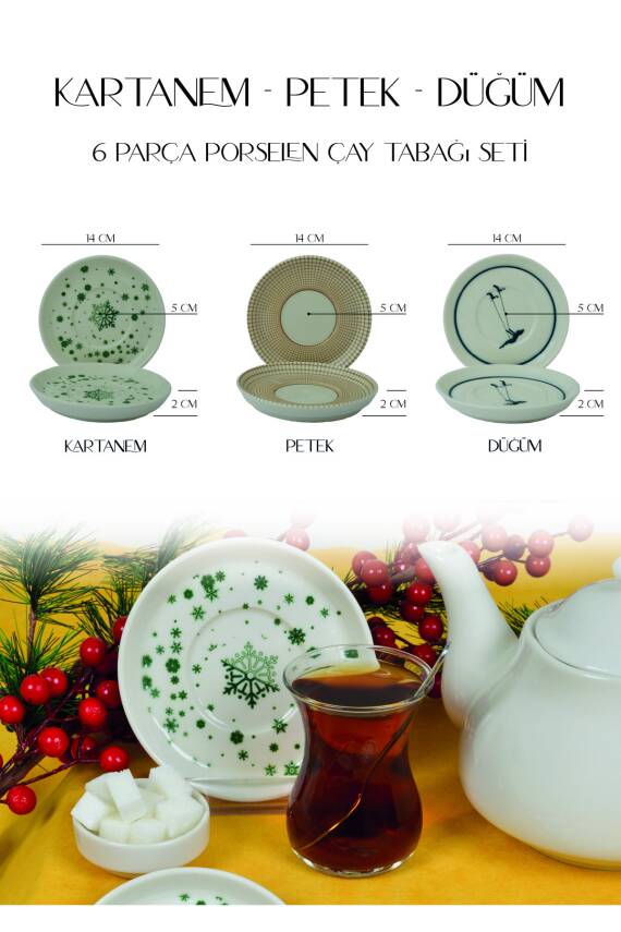 Kartanem 6lı Porselen Çay Tabağı Seti - 4