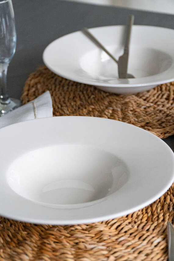 Katre 28 Cm Porselen Çukur Makarna Tabağı Kırık Beyaz - 1