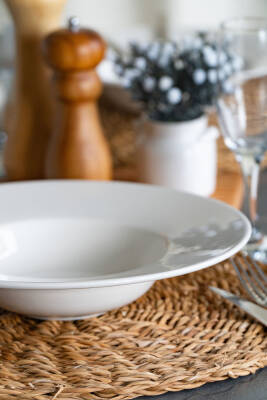 Katre 28 Cm Porselen Çukur Makarna Tabağı Kırık Beyaz - 4