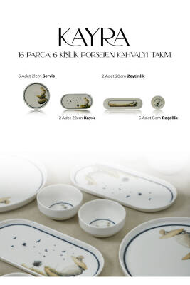 Kaya 16 Parça 6 Kişilik Porselen Kahvaltı Takımı - 5