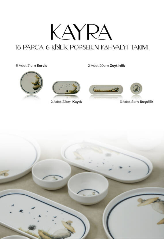 Kaya 16 Parça 6 Kişilik Porselen Kahvaltı Takımı - 5