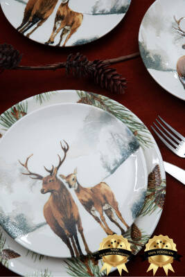 Kozalak 6 Parça Porselen Pasta Tabağı Seti - 2