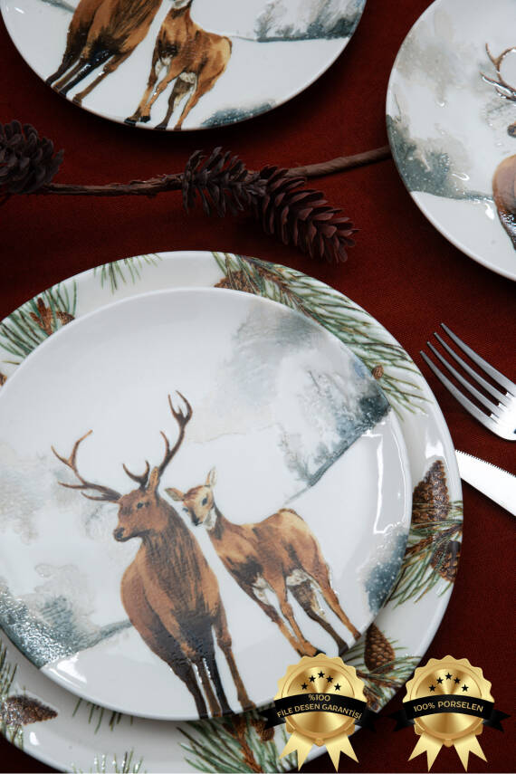 Kozalak 6 Parça Porselen Pasta Tabağı Seti - 2