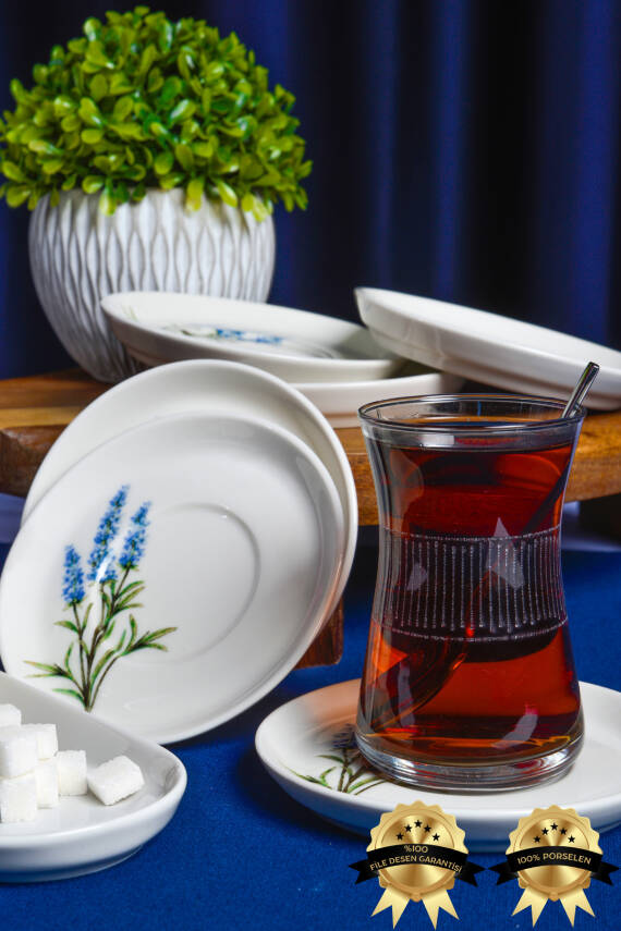 Lavanta 12cm 6 Parça Porselen Çay Tabak Seti - 3