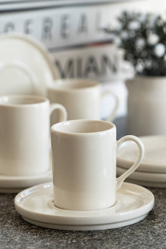 Rüya 12 Parça 6 Kişilik Porselen Kahve Fincan Takımı - 1