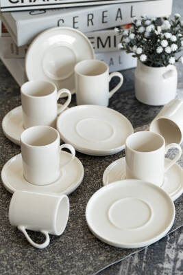 Rüya 12 Parça 6 Kişilik Porselen Kahve Fincan Takımı - 4