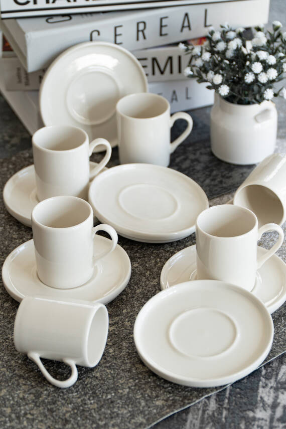 Rüya 12 Parça 6 Kişilik Porselen Kahve Fincan Takımı - 4