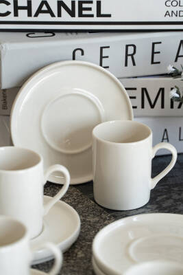 Rüya 12 Parça 6 Kişilik Porselen Kahve Fincan Takımı - 6