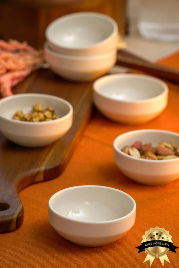 Rüya 8 Cm 6lı Porselen Kahvaltı Sunum Çerezlik Seti Kırık Beyaz - 3