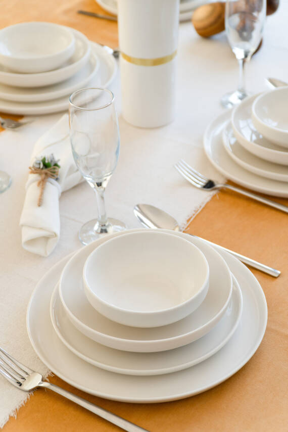 Rüya Kırık Beyaz 24 Parça 6 Kişilik Porselen Yemek Takımı - 1