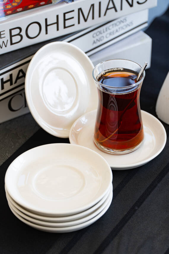 Rüya Yalın 6 Adet 12 Cm Porselen Çay Tabağı Kırık Beyaz - 2