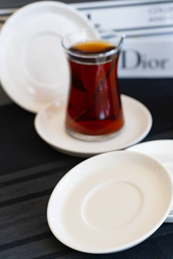 Rüya Yalın 6 Adet 12 Cm Porselen Çay Tabağı Kırık Beyaz - 4