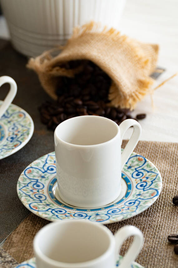 Saraylı 12 Parça 6 Kişilik Porselen Kahve Fincan Takımı - 7