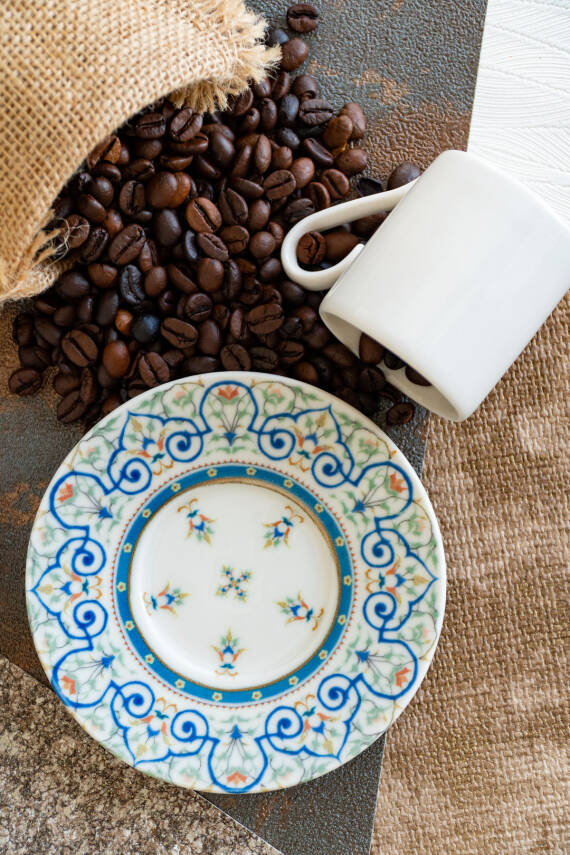 Saraylı 4 Parça 2 Kişilik Porselen Kahve Fincan Takımı - 1