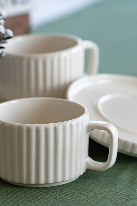 Satürn 4 Parça 2 Kişilik Porselen Çay Fincan Seti - 4