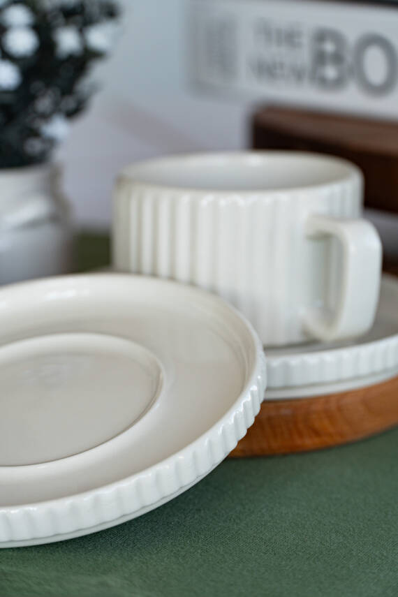 Satürn 4 Parça 2 Kişilik Porselen Çay Fincan Seti - 5