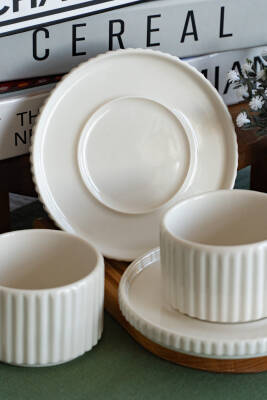 Satürn 4 Parça 2 Kişilik Porselen Çay Fincan Seti - 6