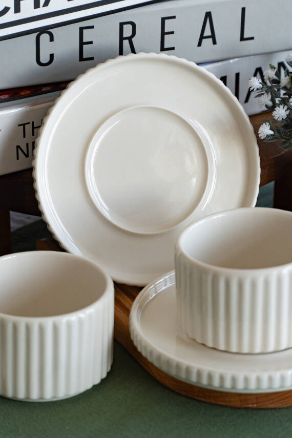 Satürn 4 Parça 2 Kişilik Porselen Çay Fincan Seti - 6