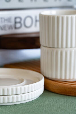 Satürn 4 Parça 2 Kişilik Porselen Çay Fincan Seti - 7