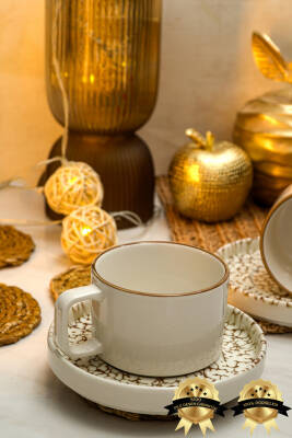 Yakamoz 4 Parça 2 Kişilik Porselen Çay Fincan Takımı