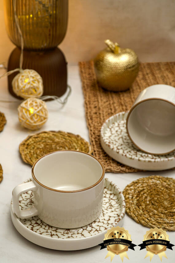 Yakamoz 4 Parça 2 Kişilik Porselen Çay Fincan Takımı - 2