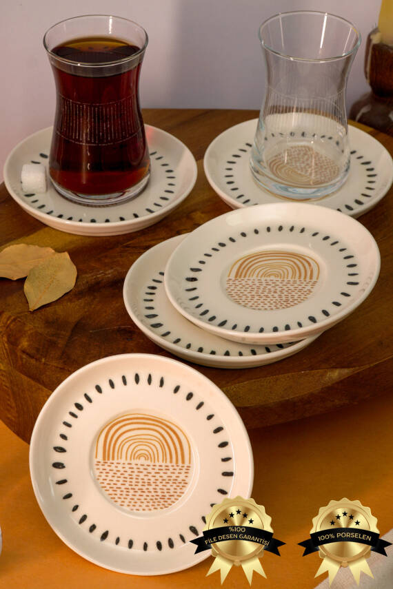 Yakamoz 6 Adet 12 Cm Porselen Çay Tabağı Kırık Beyaz - 2