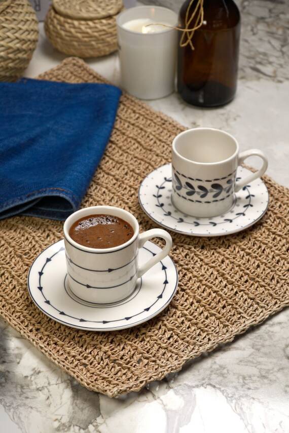 Yaren 4 Parça 2 Kişilik Porselen Kahve Fincan Takımı Kırık Beyaz - 2