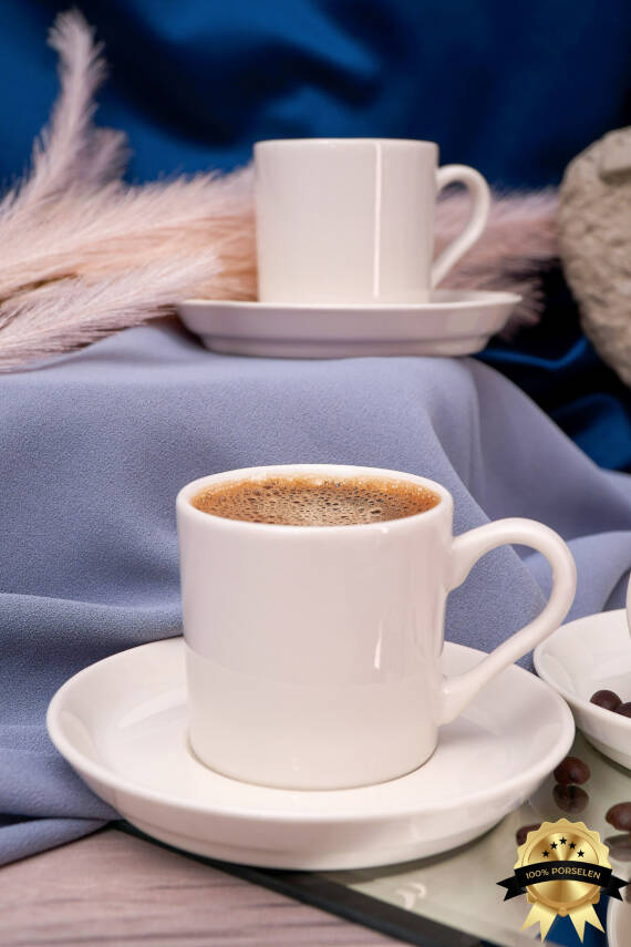 Zühre 12 Parça 6 Kişilik Porselen Kahve Fincan Takımı Kırık Beyaz - 2